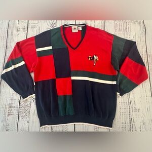 Vintage Cotton Traders Sport Colorblock Men's L. Golf Sweater Embroidered Golfer